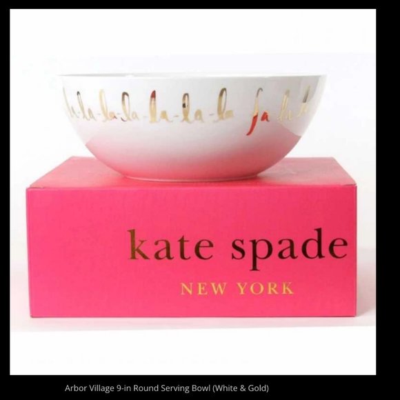 kate spade christmas holiday arbor village 9" round serving bowl fa la la nwt - Picture 6 of 9